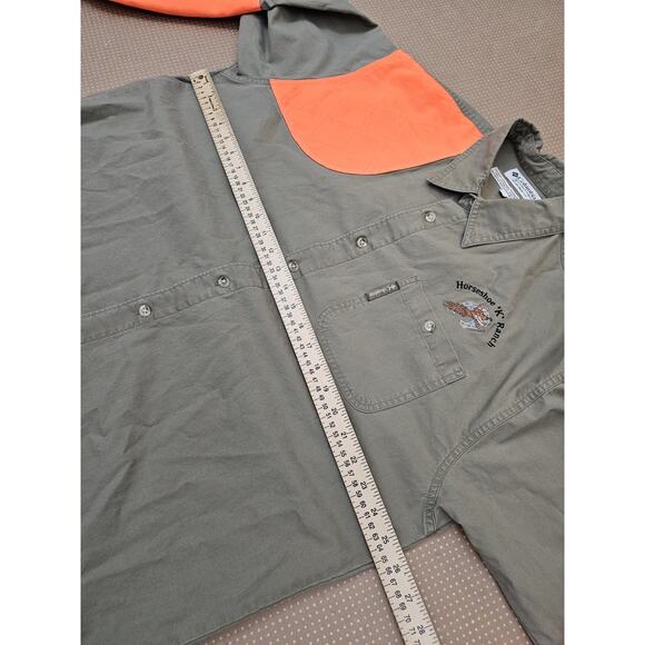 Columbia Shooting Hunting Shirt Olive Green Orange Button Down Size Large - Picture 8 of 11